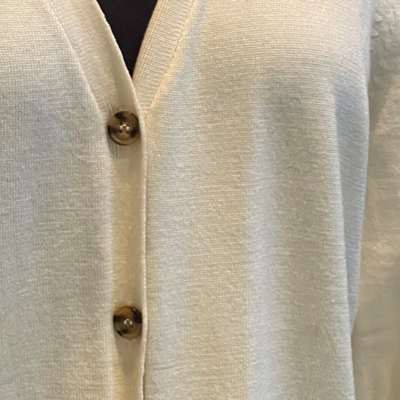 Marled Cream Color Cardigan Lightweight Sweater Size Large Short Sleeve NWT - Picture 5 of 11